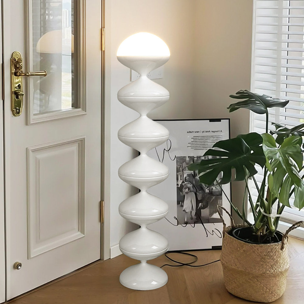 Floor Lamp with White Acrylic Shade and White Base