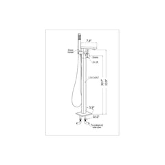 Floor Mount Tub Filler, Khone, 2-Handle with 60 inch Hand Sprayer