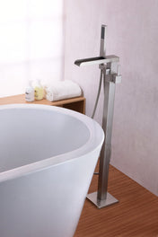 Floor Mount Tub Filler, Union, 2-Handle with 60 inch Hand Sprayer
