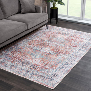 Floral Area Rug, 10 Ft by 14 Ft in Pink, Red and Blue