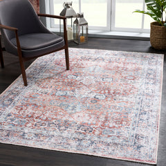 Floral Area Rug, 10 Ft by 14 Ft in Pink, Red and Blue
