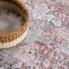Floral Area Rug, 10 Ft by 14 Ft in Pink, Red and Blue
