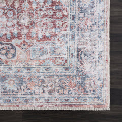Floral Area Rug, 10 Ft by 14 Ft in Pink, Red and Blue