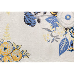 Floral Area Rug, 9 x 12 ft in Ivory/Blue/Black