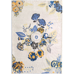 Floral Area Rug, 9 x 12 ft in Ivory/Blue/Black