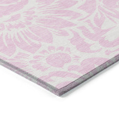 Floral Area Rug, 9 x 12 ft in Pink Polyester