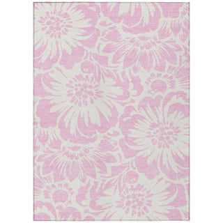 Floral Area Rug, 9 x 12 ft in Pink Polyester