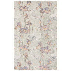 Floral Hand-Tufted Area Rug, 6 ft x 9 ft in Yellow, Ivory and Green