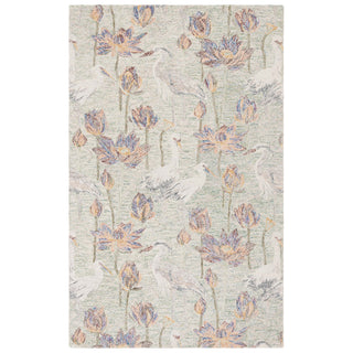 Floral Hand-Tufted Area Rug, 6 ft x 9 ft in Yellow, Ivory and Green