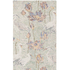 Floral Hand-Tufted Area Rug, 6 ft x 9 ft in Yellow, Ivory and Green