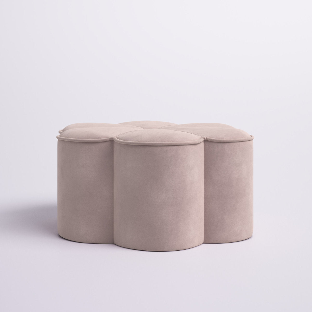 Flower Ottoman with Velvet Upholstery, Pink
