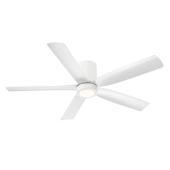 Flush Mount Ceiling Fan with 5 Blades and LED Light in Matte White