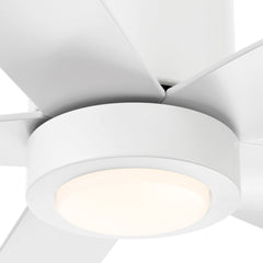 Flush Mount Ceiling Fan with 5 Blades and LED Light in Matte White