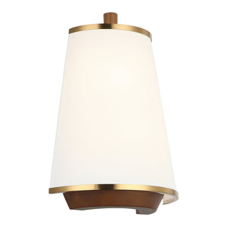 Flush Mount Sconce, 2 Lights, Satin Brass with White Fabric Shade