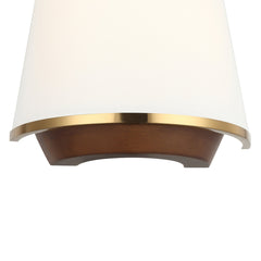 Flush Mount Sconce, 2 Lights, Satin Brass with White Fabric Shade