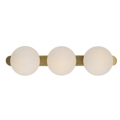 Flush Mount Sconce, 3-Light, Antique Brass with Opal Glass Shade