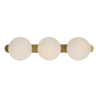 Flush Mount Sconce, 3-Light, Antique Brass with Opal Glass Shade