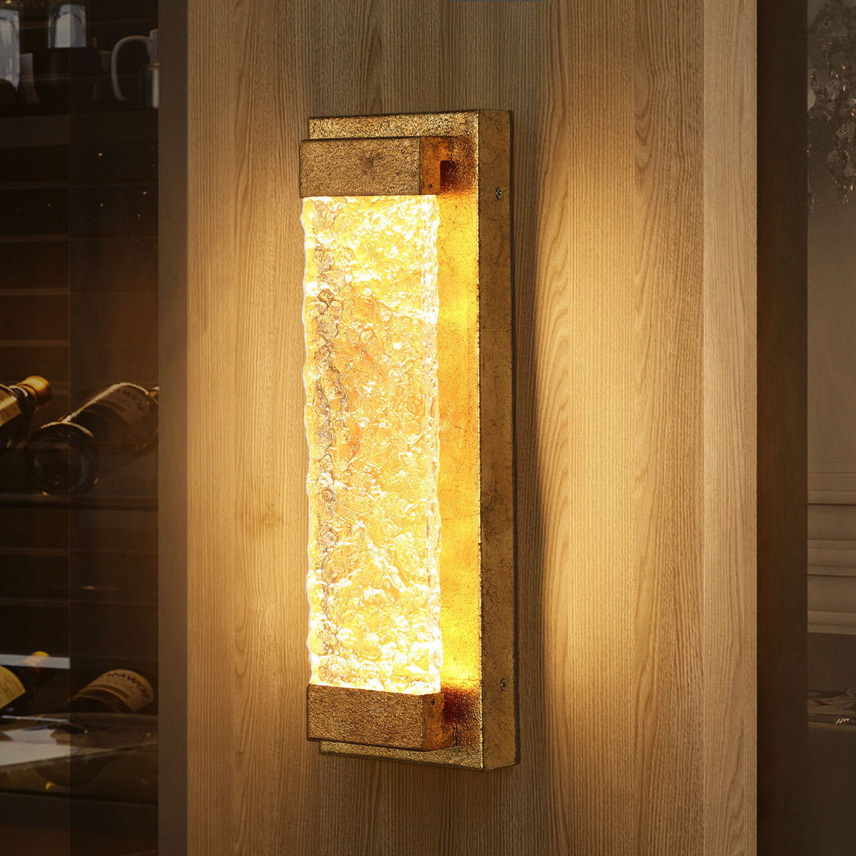 Flush Mount Wall Sconce, 1-Light LED with Gold Metal Finish