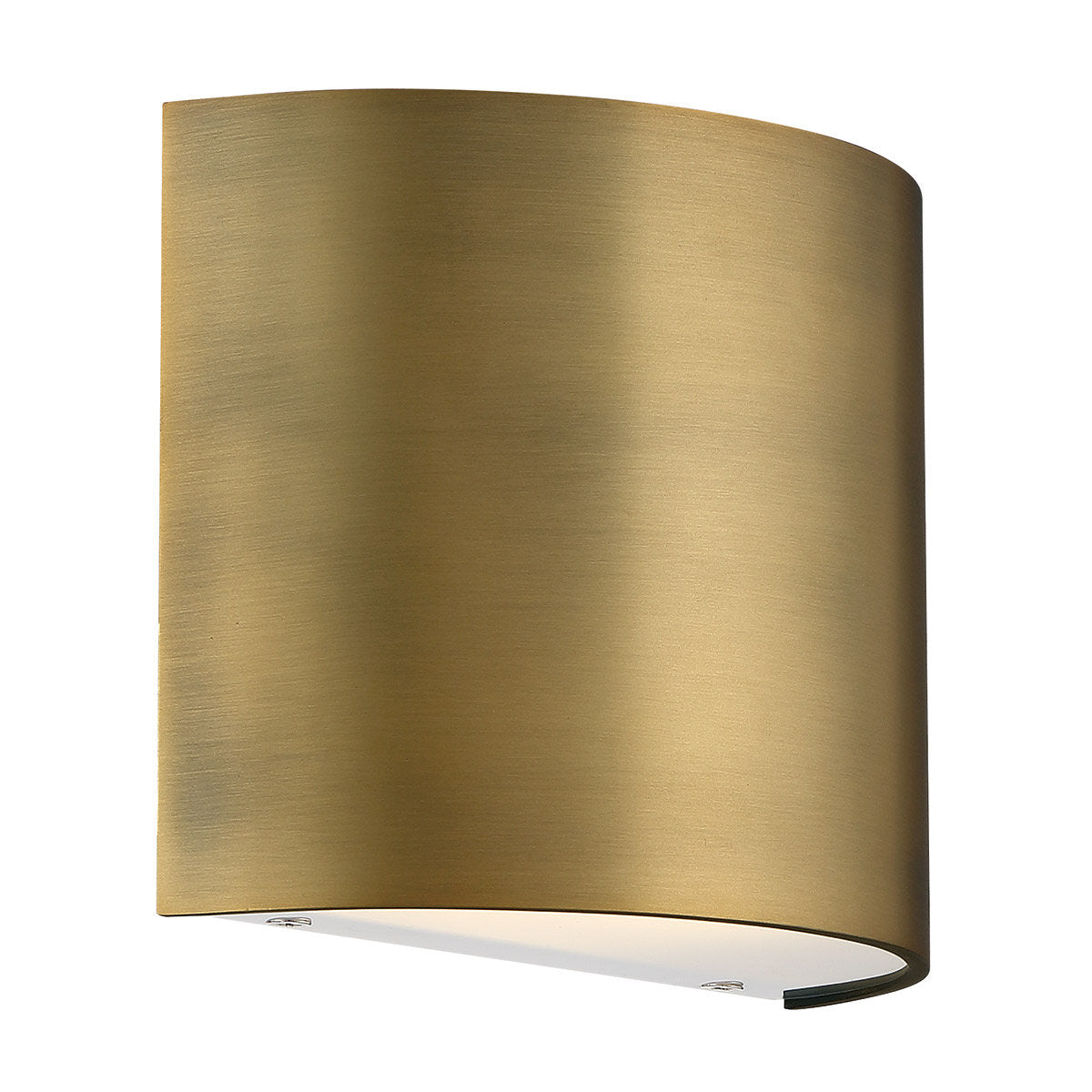 Flush Mounted LED Sconce in Aged Brass with White Glass Shade