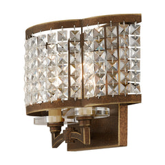 Flush Mounted Sconce, 2 Lights, Bronze with Clear Crystal Shade