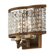 Flush Mounted Sconce, 2 Lights, Bronze with Clear Crystal Shade