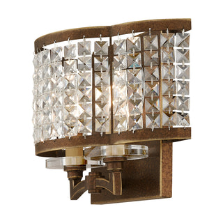Flush Mounted Sconce, 2 Lights, Bronze with Clear Crystal Shade