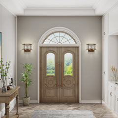 Flush Mounted Sconce, 2 Lights, Bronze with Clear Crystal Shade