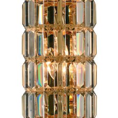 Flush Mounted Sconce, 2 Lights, Gold with Crystal Glass Shade