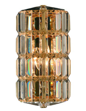 Flush Mounted Sconce, 2 Lights, Gold with Crystal Glass Shade