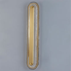 Flush Mounted Sconce, 28 in H, Aged Brass with Glass Shade