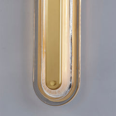 Flush Mounted Sconce, 28 in H, Aged Brass with Glass Shade