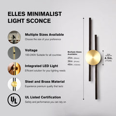 Flush Mounted Sconce, 48 in H with Gold Finish