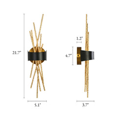 Flush Mounted Sconce, Metal with Built-In LED, Black and Gold