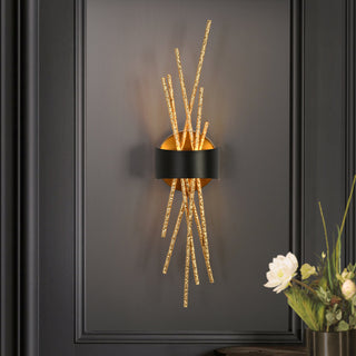 Flush Mounted Sconce, Metal with Built-In LED, Black and Gold