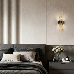 Flush Mounted Sconce, Metal with Built-In LED, Black and Gold
