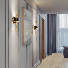 Flush Mounted Sconce, Metal with Built-In LED, Black and Gold