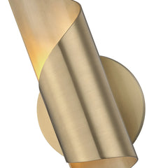 Flush Mounted Sconce with Steel Shade in Aged Brass