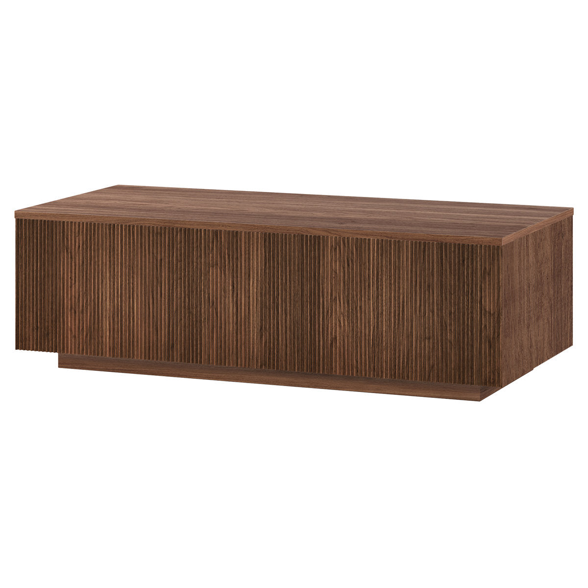 Fluted Coffee Table in Manufactured Wood, Satin Walnut