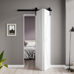 Folding Barn Door, Waitomo Series, 18 in. x 84 in. in Pure White