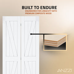 Folding Barn Door, Waitomo Series, 18 in. x 84 in. in Pure White