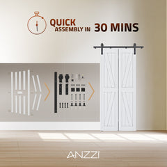 Folding Barn Door, Waitomo Series, 18 in. x 84 in. in Pure White