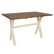 Folding Flip-Top Table, Rubberwood Trestle Base, Distressed Finish, Seats 4
