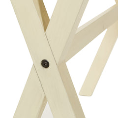Folding Flip-Top Table, Rubberwood Trestle Base, Distressed Finish, Seats 4