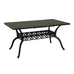 Folding Outdoor Dining Table, 59 Inch Rectangular Aluminum with Umbrella Hole