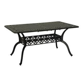 Folding Outdoor Dining Table, 59 Inch Rectangular Aluminum with Umbrella Hole