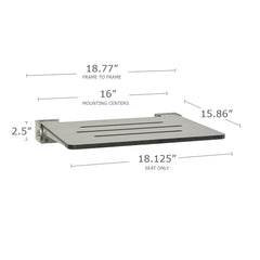 Folding Shower Bench Seat, SlimLine, Aluminum Frame