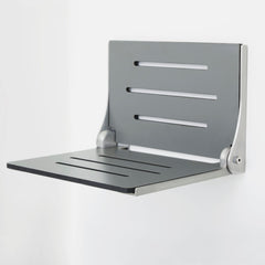 Folding Shower Seat, Silhouette, Wall Mount, Gray/Silver
