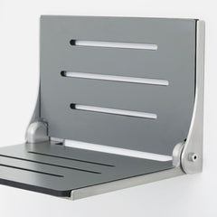 Folding Shower Seat, Silhouette, Wall Mount, Gray/Silver