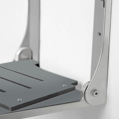 Folding Shower Seat, Silhouette, Wall Mount, Gray/Silver