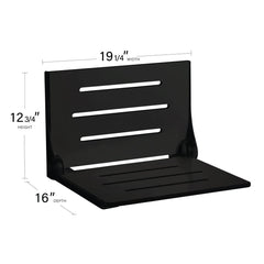 Folding Shower Seat, Silhouette, Wall-Mounted, Matte Black